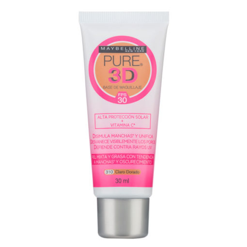 Base Maybelline Pure Make Up 3D 310 - Claro Dorado X 30 Ml