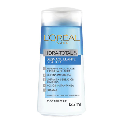 Desmaquillante de ojos L'Oréal Hidra-Total 5 Bifásico X 125 Ml