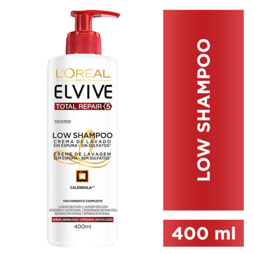Crema de lavado Elvive Total Repair 5 Low Shampoo 3 en 1 X 400 Ml