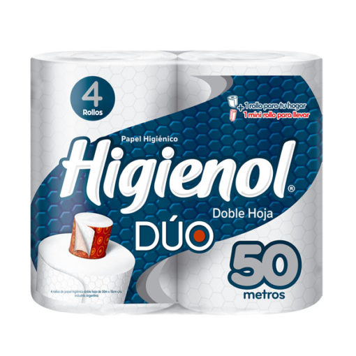 Papel higiénico Higienol Dúo Doble Hoja 50 metros X 4 Rollos - Imagen 2