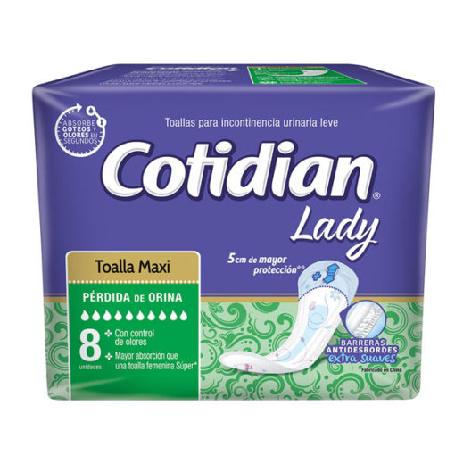 Toallas para incontinencia Cotidian Lady Maxi X 8 U