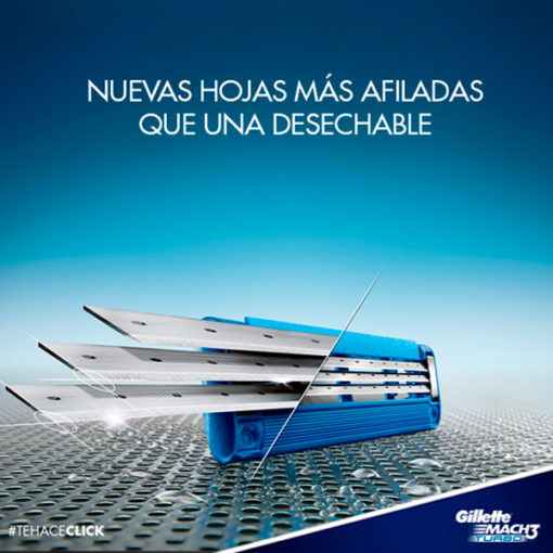 Cartuchos para afeitar Gillette  Mach3 Turbo 4 U - Imagen 4