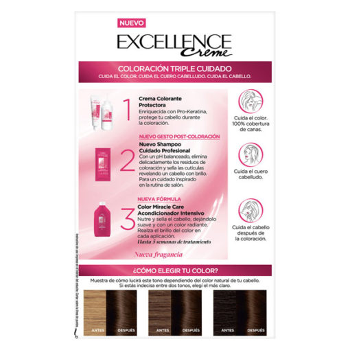 Tintura Permanente en Kit Excellence  4 Castaño X 1 U - Imagen 6