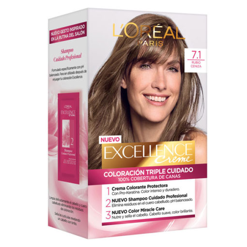 Tintura Permanente en Kit Excellence  7.1 Rubio Ceniza X 1 U - Imagen 2