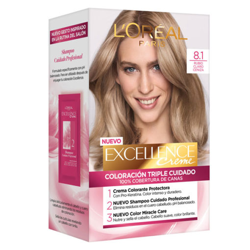 Tintura Permanente en Kit Excellence  8.1 Rubio Claro Ceniza X 1 U - Imagen 2