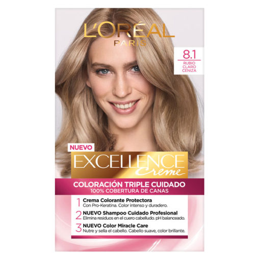 Tintura Permanente en Kit Excellence  8.1 Rubio Claro Ceniza X 1 U - Imagen 3