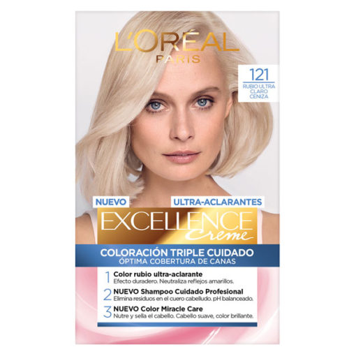 Tintura Permanente en Kit Excellence  121 Rubio Ultra Claro Ceniza X 1 U - Imagen 3