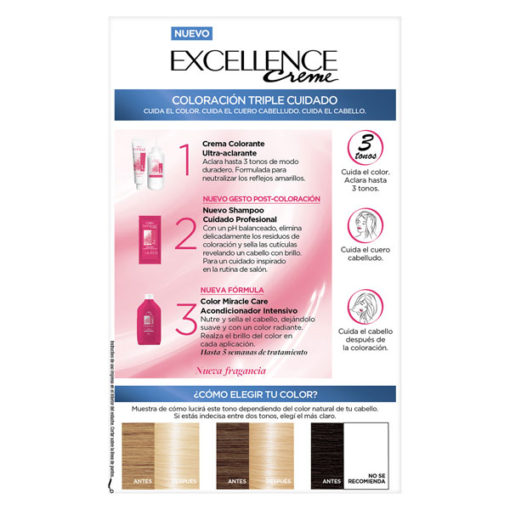 Tintura Permanente en Kit Excellence  120 Rubio Ultra Claro Natural X 1 U - Imagen 6