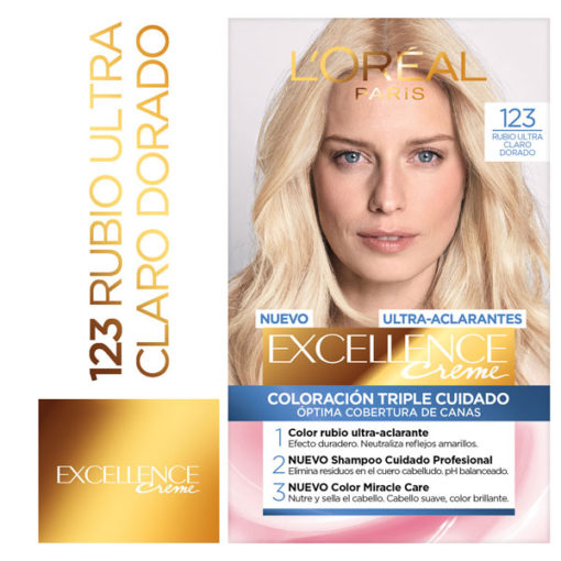 Tintura Permanente en Kit Excellence  123 Rubio Ultra Claro Dorado X 1 U