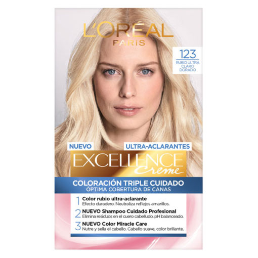 Tintura Permanente en Kit Excellence  123 Rubio Ultra Claro Dorado X 1 U - Imagen 3