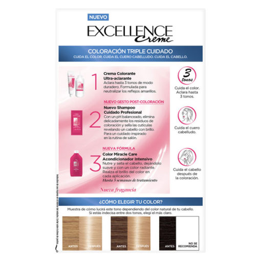 Tintura Permanente en Kit Excellence  123 Rubio Ultra Claro Dorado X 1 U - Imagen 6
