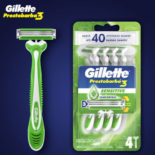 Máquina para afeitar  Gillette  Prestobarba3 Sensitive X 4 U - Imagen 6