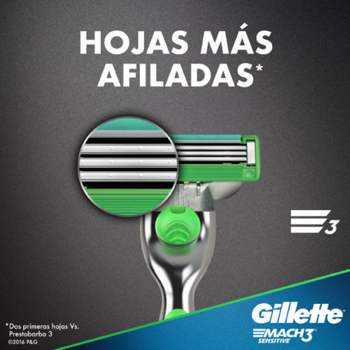 Repuesto Máquina de Afeitar Gillette Mach3 Sensitive X 4 U - Imagen 5
