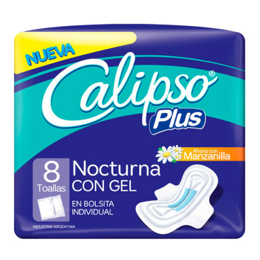 Toallas femeninas Calipso Plus Nocturna con gel  X 8u