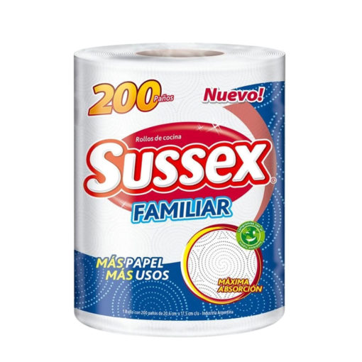Rollo de Cocina Sussex  Familiar Doble Hoja 200 paños X 1 U