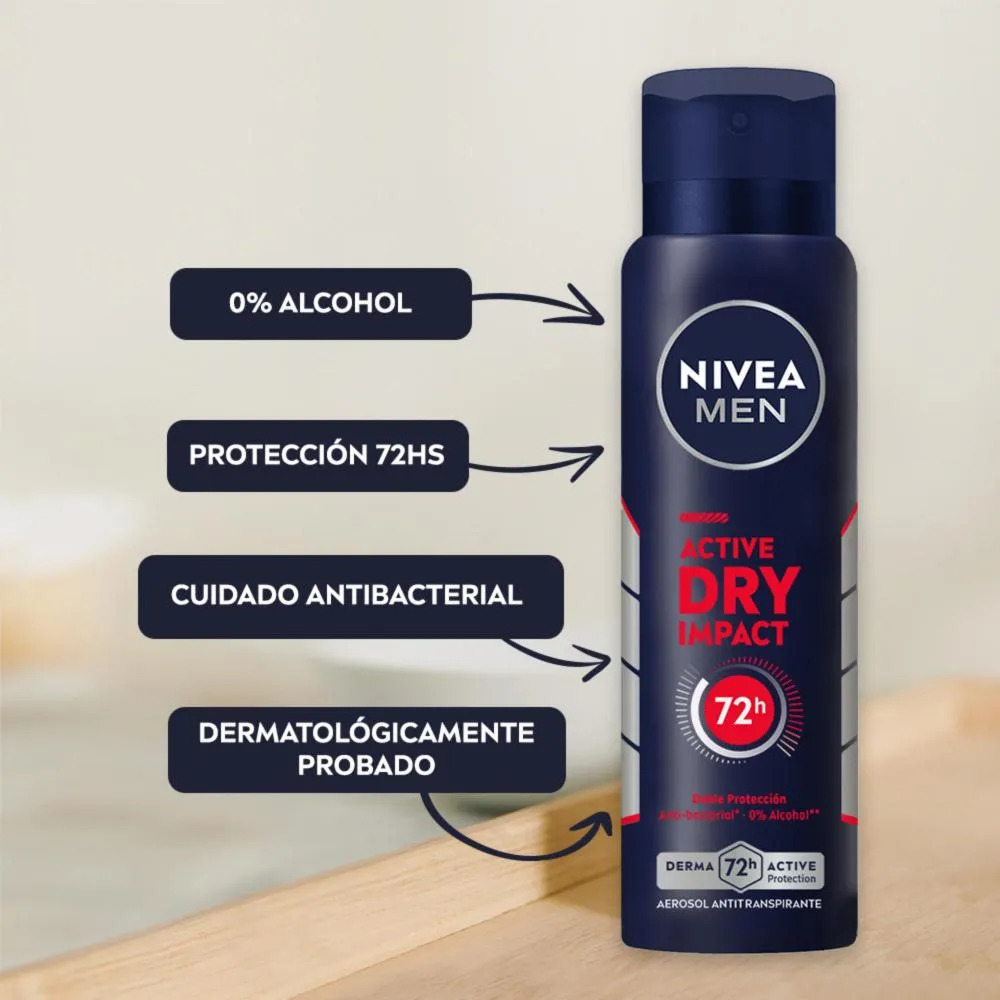 Desodorante Antitraspirante Spray Nivea Men Dry Impact X 150 Ml - Imagen 3