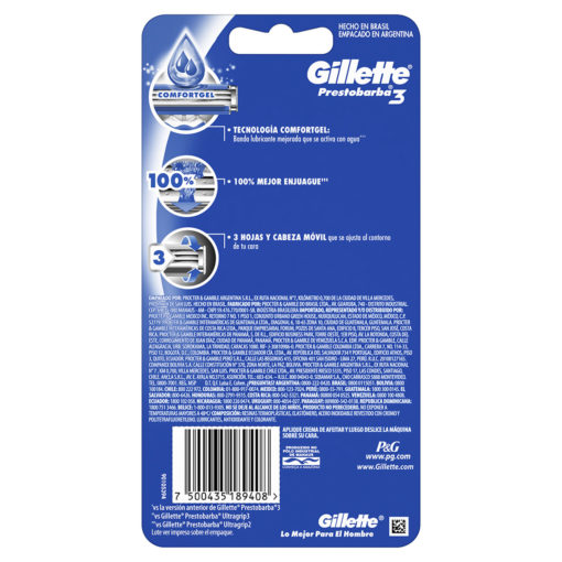 Máquina para afeitar Descartable Gillette Prestobarba 3  X 4 U - Imagen 2