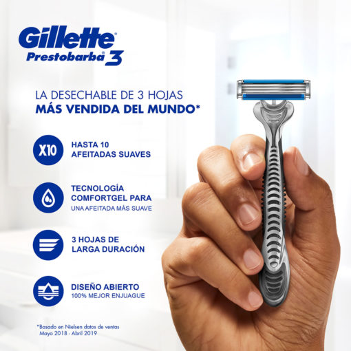 Máquina para afeitar Descartable Gillette Prestobarba 3  X 8 U - Imagen 4
