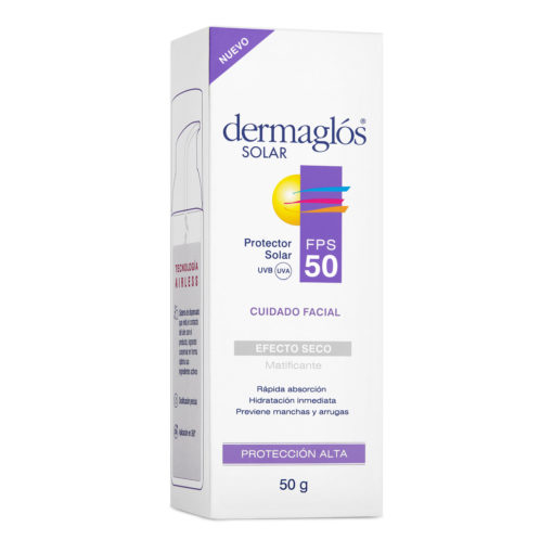 Protector Solar Facial Dermaglós  FPS 50 Efecto Seco Matificante X 50 Gr - Imagen 2