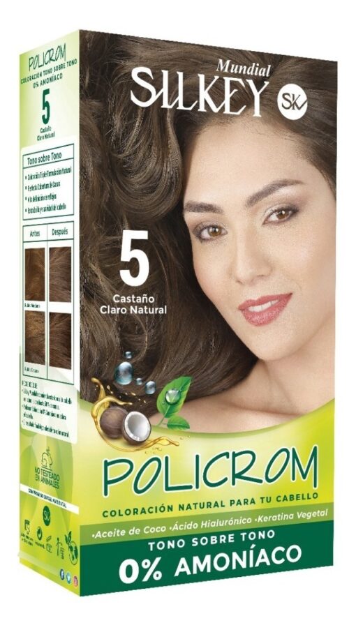 Tintura Permanente en Kit Silkey Policrom sin Amoníaco 5 X 1 U