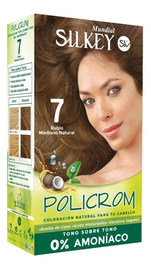 Tintura Permanente en Kit Silkey Policrom sin Amoníaco 7 X 1 U