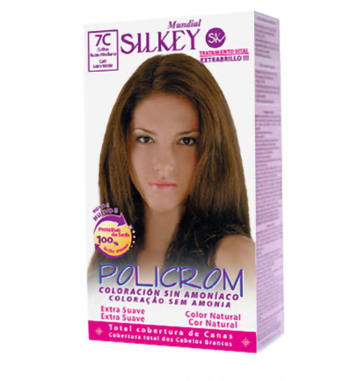 Tintura Permanente en Kit Silkey Policrom sin Amoníaco 7C X 1 U