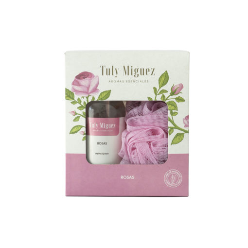 Kit Regalo Jabón Líquido + Esponja Tuly Miguez  Rosas X 200 Ml