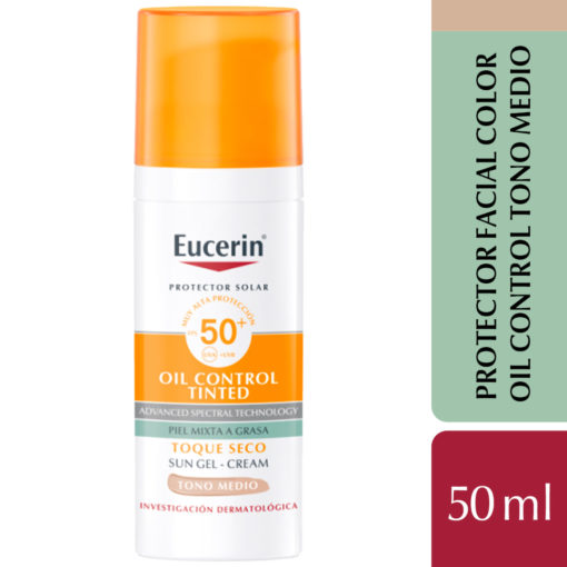 Protector Solar Facial Eucerin Efecto Mate FPS 50+ Tono Medio X 50 Ml - Imagen 2