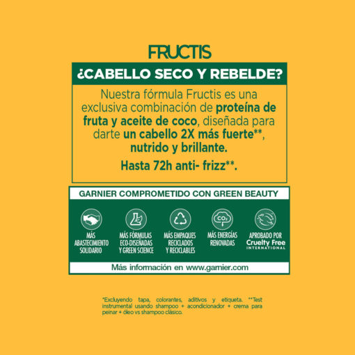 Acondicionador Garnier Fructis Oil Repair Liso Coco X 350 Ml - Imagen 4