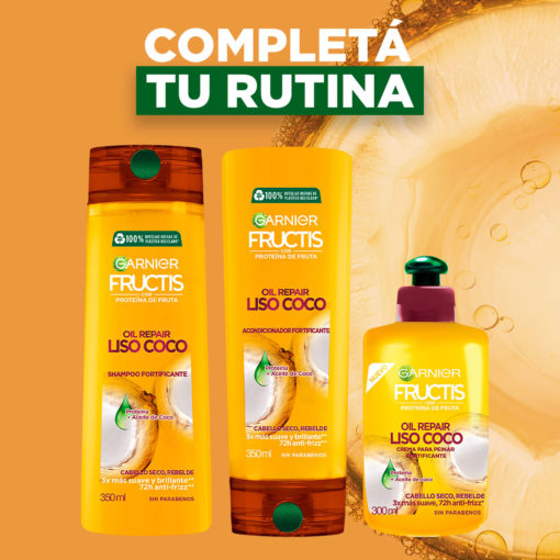 Acondicionador Garnier Fructis Oil Repair Liso Coco X 350 Ml - Imagen 5