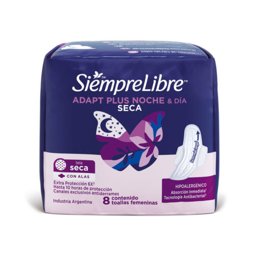 Toallas Femeninas Siempre Libre Adapt Plus Noche & Día Seca X 8 U
