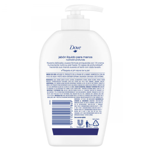 Jabón Líquido Dove Nutrición Profunda  X 250 Ml - Imagen 2