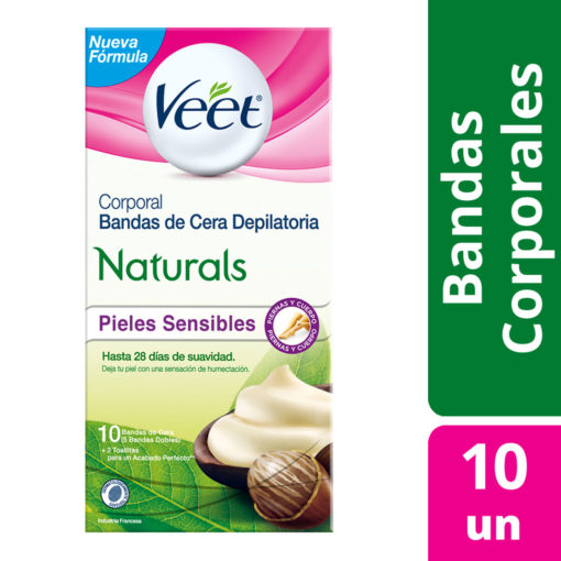 Banda Depilatoria Veet Naturals Piel Sensible X 10 u - Imagen 2
