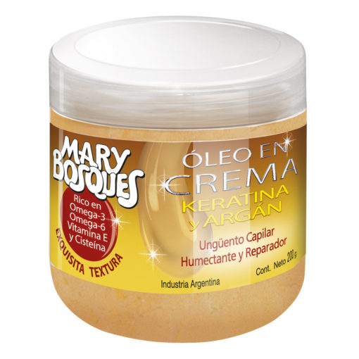 Tratamiento Capilar Mary Bosques Óleo en Crema Keratina y Argán X 200 Gr
