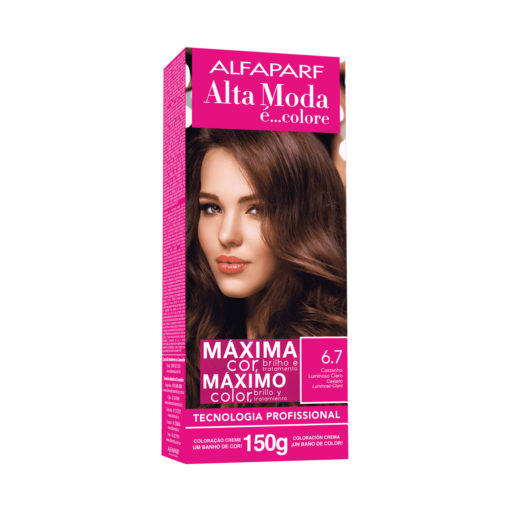 Kit de Tintura Alta Moda Máximo Color 6.7 Castaño Luminoso Claro X 150 Gr
