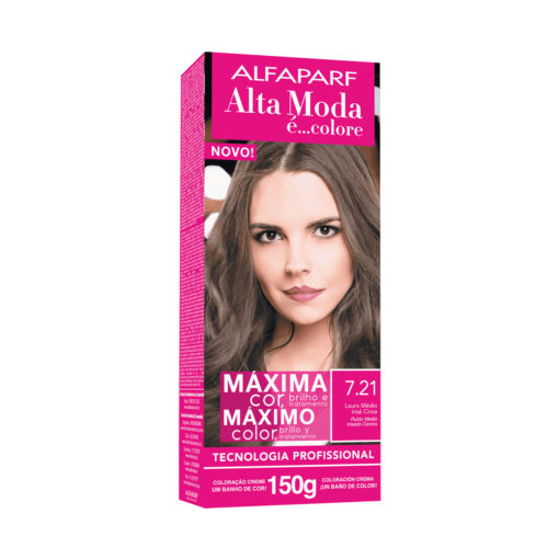 Kit de Tintura Alta Moda Máximo Color 7.21 Rubio Medio Irisado Ceniza X 150 Gr