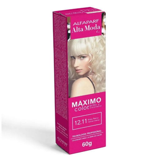 Tintura en Pomo Alta Moda Máximo Color 12.11 Rubio Platino Ceniza Intenso X 60 Gr