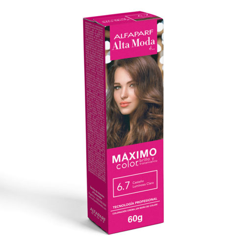 Tintura en Pomo Alta Moda Máximo Color 6.7 Castaño Luminoso Claro X 60 Gr