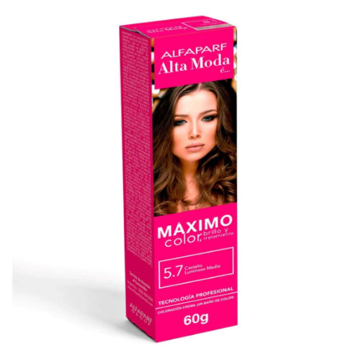 Tintura en Pomo Alta Moda Máximo Color 5.7 Castaño Luminoso Medio X 60 Gr