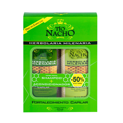 Estuche Shampoo + Acondicionador Tio Nacho Herbolaria Milenaria  X 415 Ml