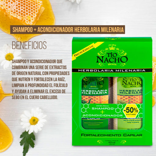 Estuche Shampoo + Acondicionador Tio Nacho Herbolaria Milenaria  X 415 Ml - Imagen 3