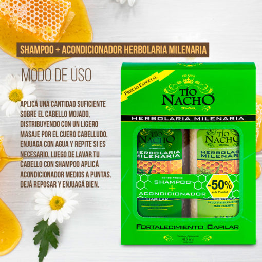 Estuche Shampoo + Acondicionador Tio Nacho Herbolaria Milenaria  X 415 Ml - Imagen 4