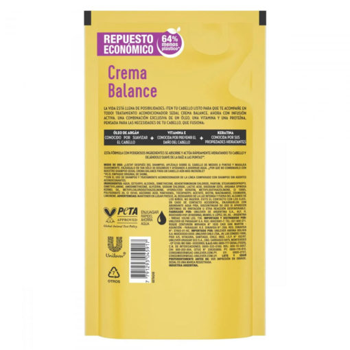 Recarga Económica Acondicionador Sedal  Crema Balance X 300 Ml - Imagen 2