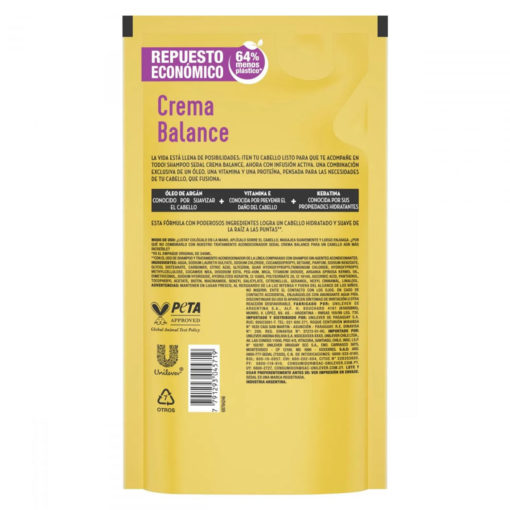 Recarga Económica Shampoo Sedal  Crema Balance X 300 Ml - Imagen 2