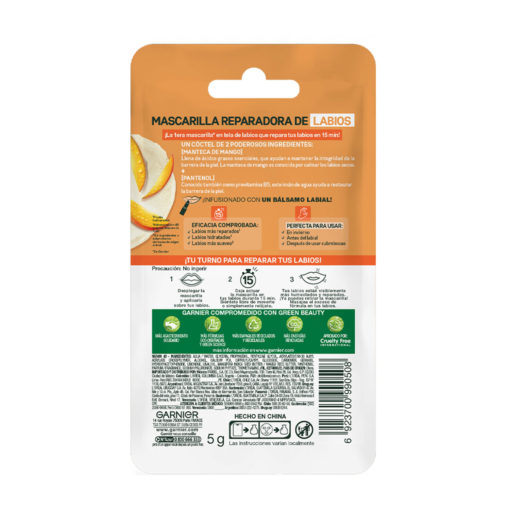 Mascarilla para labios reparadora Garnier Skin Active Mango X 1 U - Imagen 2