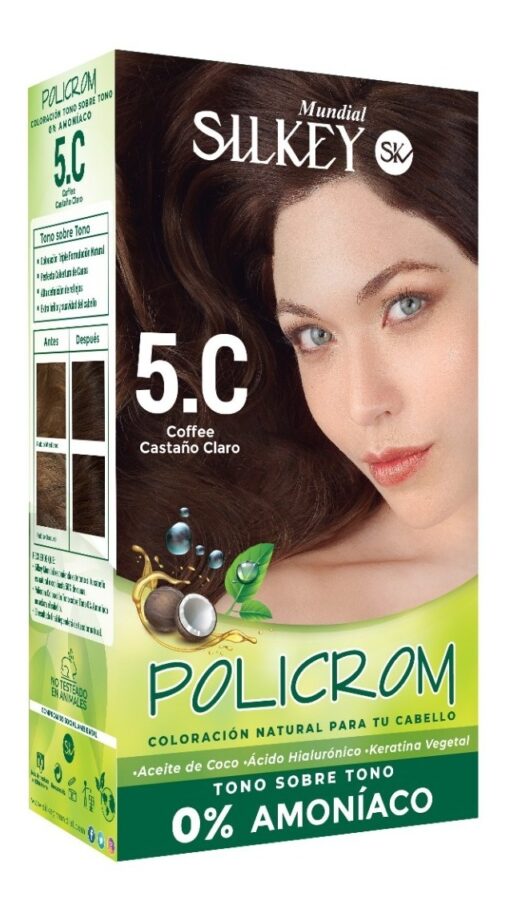 Tintura Permanente en Kit Silkey Policrom sin Amoníaco 5C X 1 U