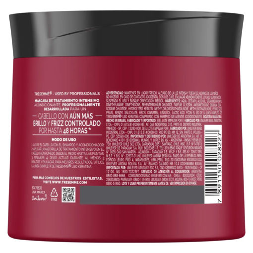 Crema de Tratamiento Capilar Tresemmé  Liso Keratina X 400 Gr - Imagen 2