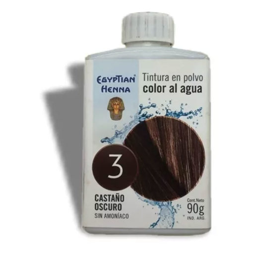 Tintura en polvo Egyptian Color al agua 3 Castaño oscuro X 90 Gr