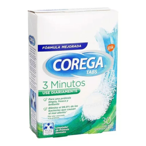 Tabletas Limpiadoras Corega Tabs 3 Minutos X 30 U - Imagen 2