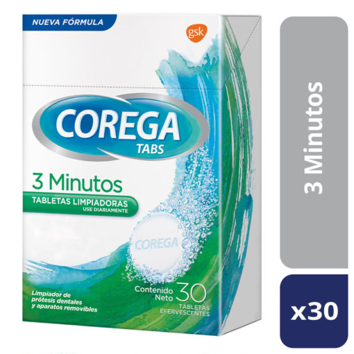 Tabletas Limpiadoras Corega Tabs 3 Minutos X 30 U - Imagen 3
